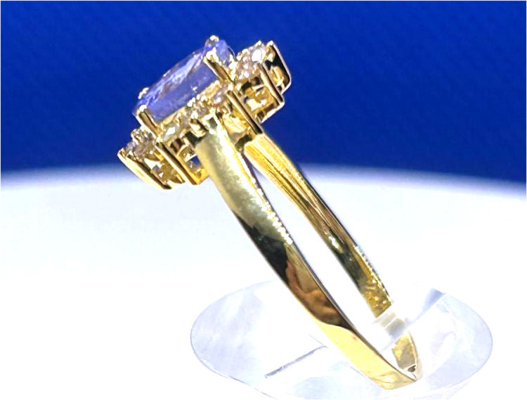 1.14ct Tanzanite & Diamond Ring in 14K Yellow Gold