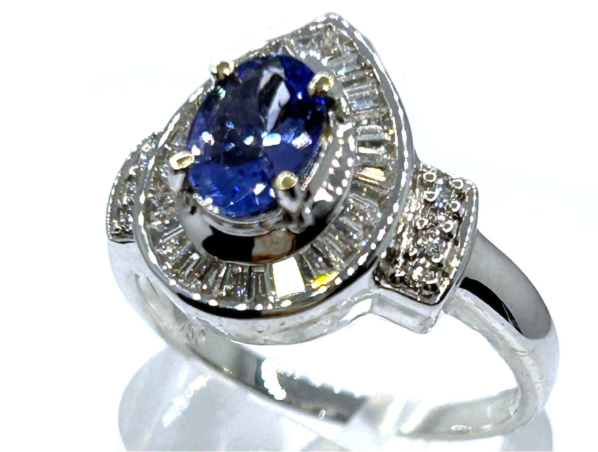 1.90ct Tanzanite & Diamond Ring in 18K White Gold