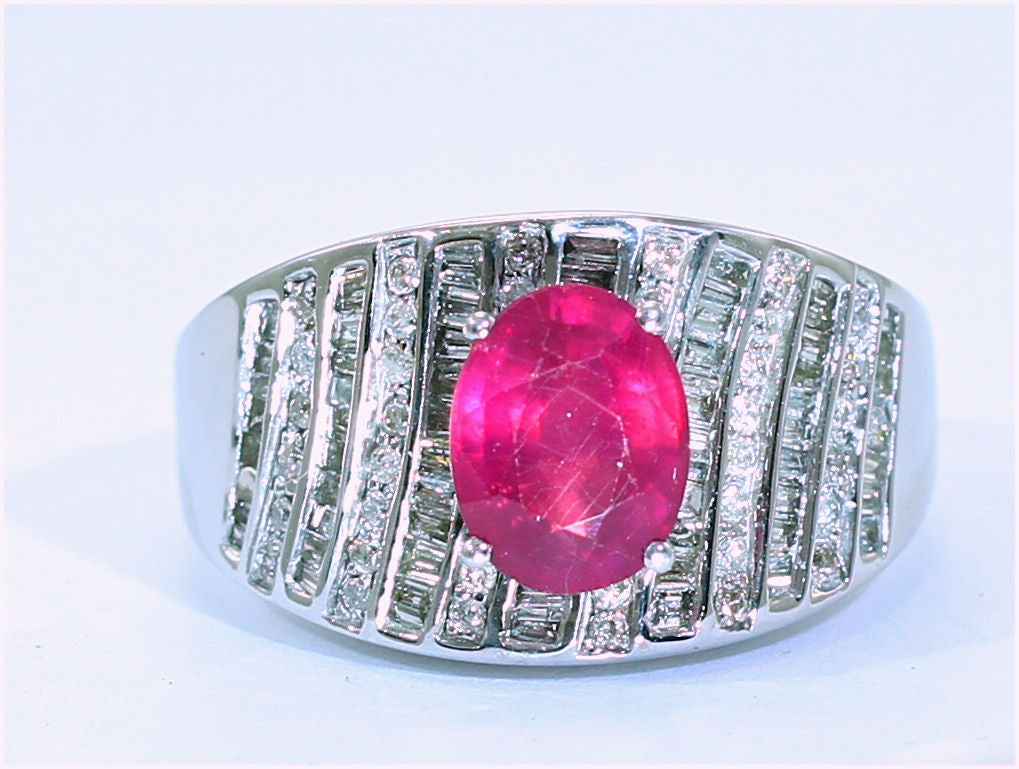 2.55ct Ruby Diamond Ring in 14k White Gold