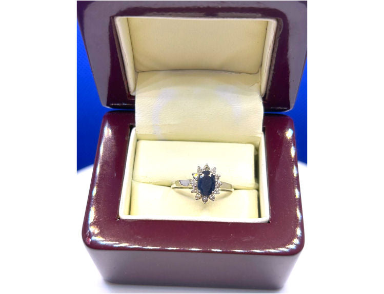 1.14ct Sapphire & Diamond Ring in 14K White Gold