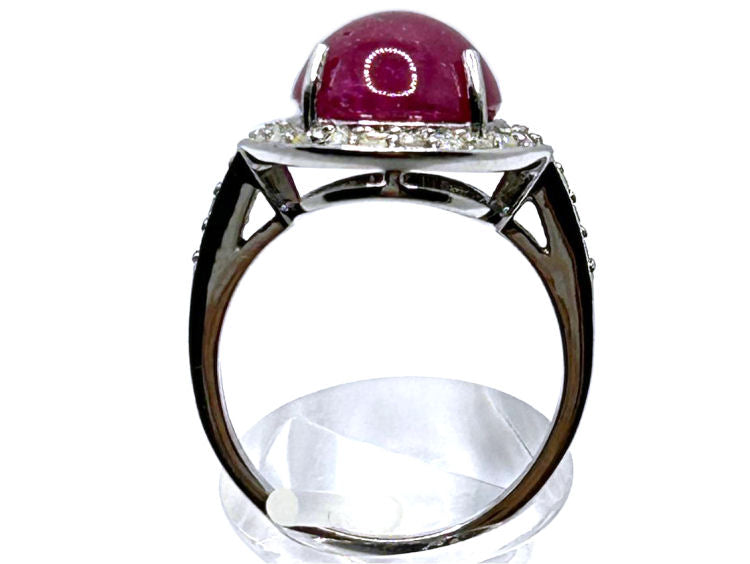 10.25ct Ruby & Diamond Ring in 14k White Gold