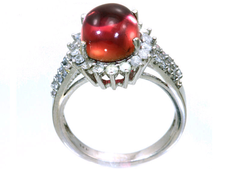 10.46ct Pink Tourmaline & Diamond Ring in 14k White Gold