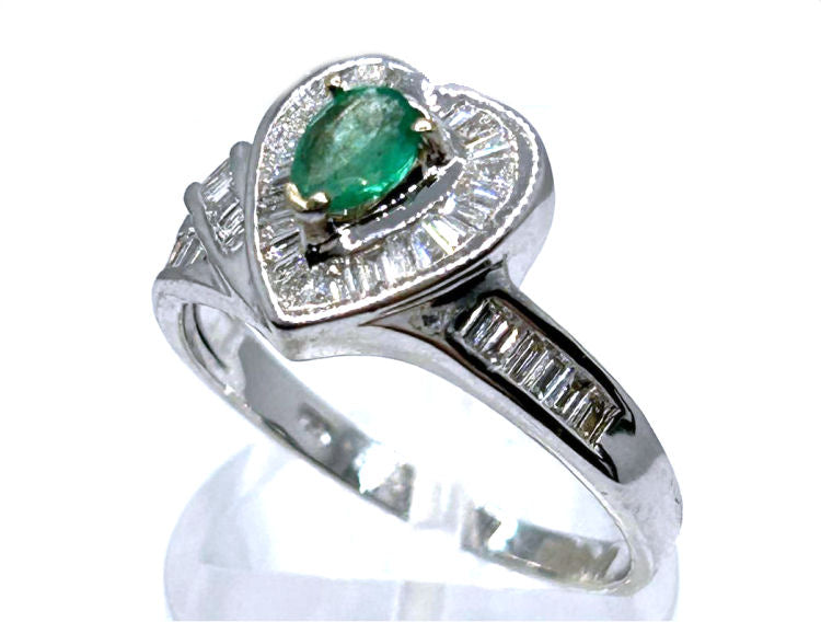 0.74ct Colombian Emerald & Diamond Diamond Ring in 18k White Gold