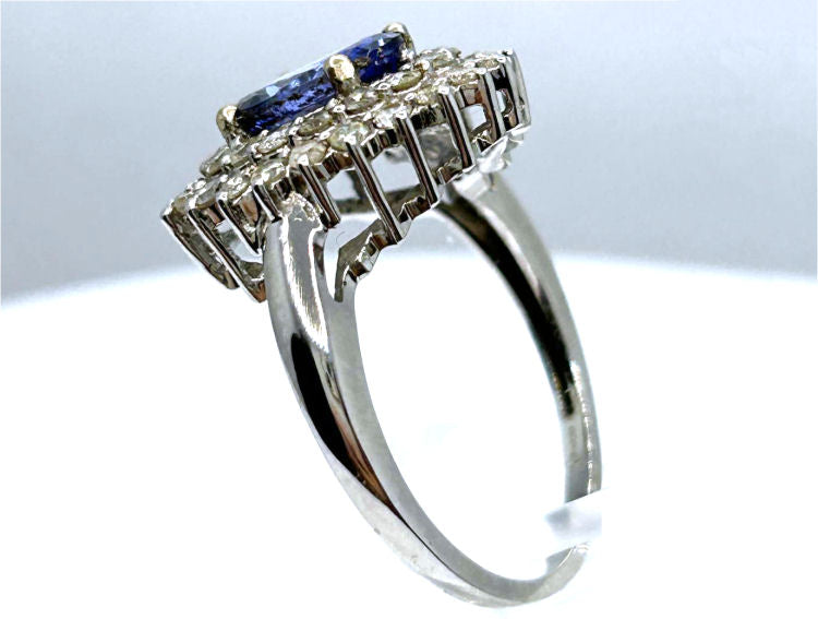 3.26 ctw Diamond and Tanzanite Set in 18K White Gold Ring