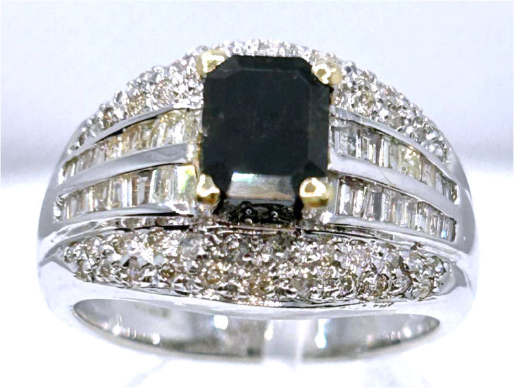 2.06ct White & Black Diamond Ring in 14k White Gold