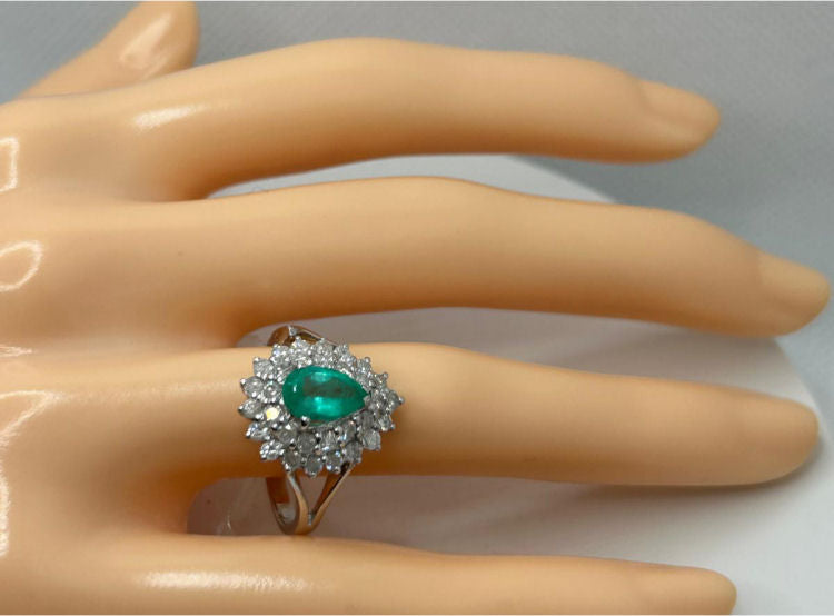 1.58ct Colombian Emerald & Diamond Ring in 18K White Gold