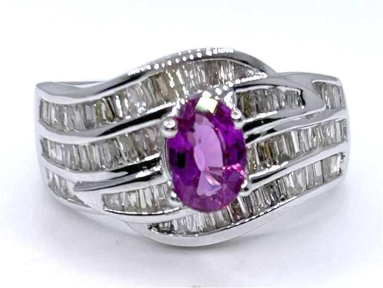 2.25ct Sapphire & Diamond Ring in 18K White Gold