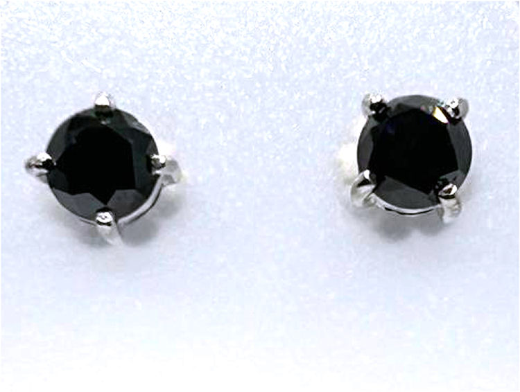 1.50ct Black Diamond Earrings in 14K White Gold