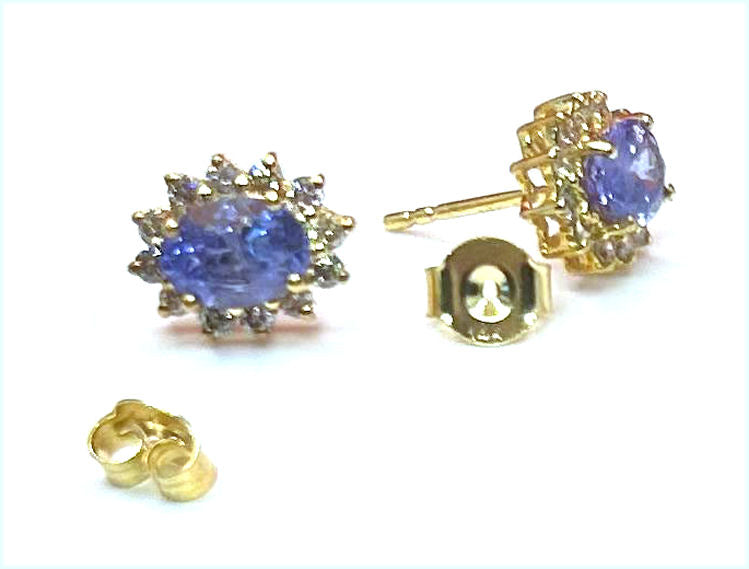 2.50ct Tanzanite & Diamond Earrings in 14K Yellow Gold