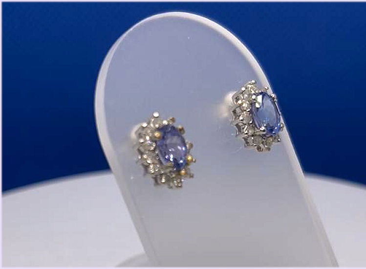 2.50ct Tanzanite & Diamond Earrings in 14K White Gold