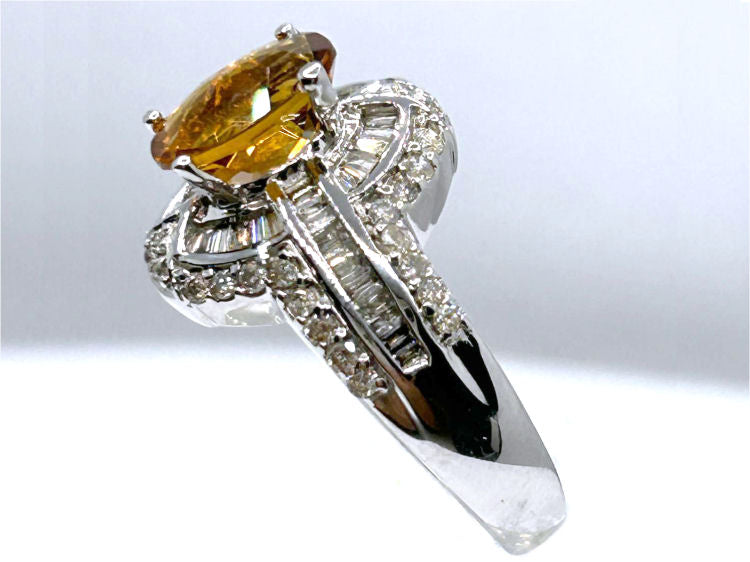 2.41ct Citrine & Diamond Ring in 14K White Gold