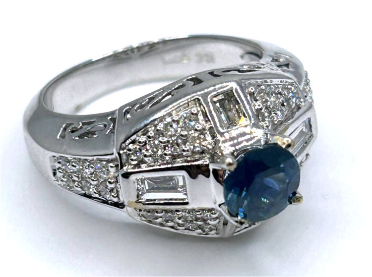 1.91ct Ceylon Sapphire & Diamond Ring in 18K White Gold