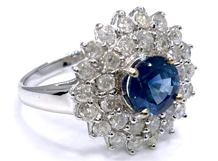 3.18ct Ceylon Sapphire & Diamond Ring in 14K White Gold