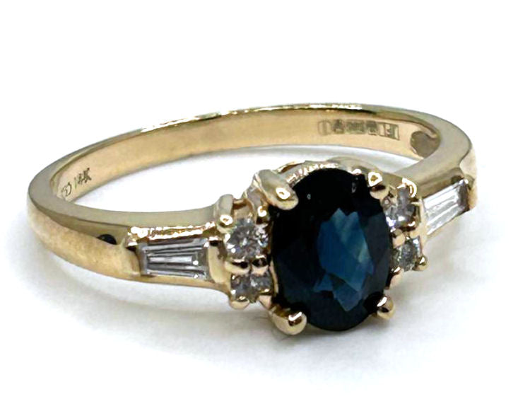 0.95ctw Diamond and Sapphire In 14K Yellow Gold Ring