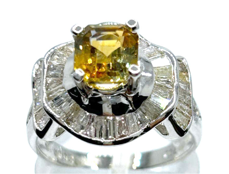 2.05 Carat Sapphire Diamond Ring in 18k White Gold