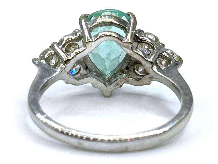 1.94ct Colombian Emerald & Diamond Cluster Ring in 14K White Gold