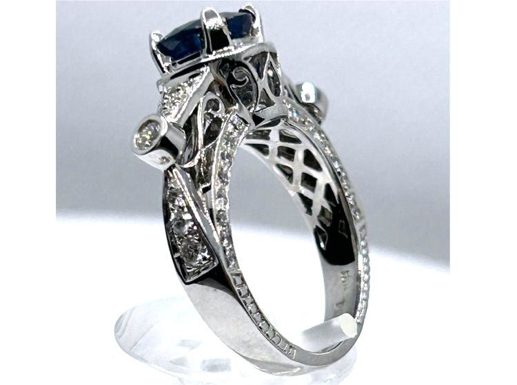 2.57ct Ceylon Sapphire & Diamond Ring in 18K White Gold
