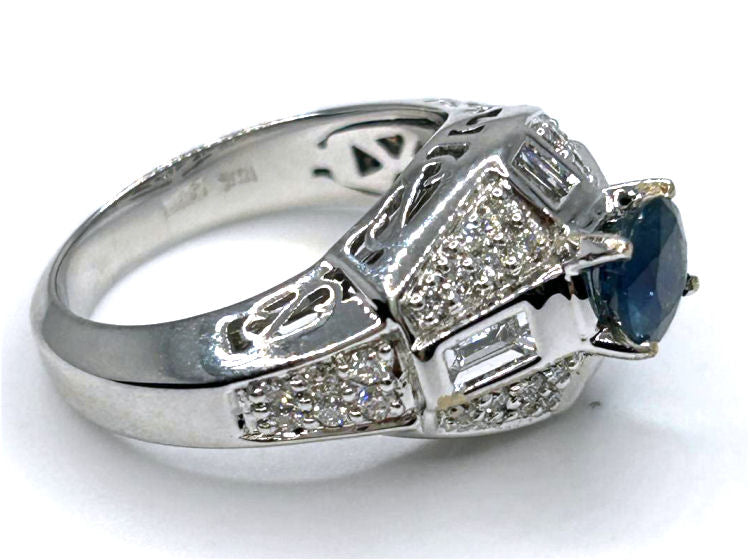 1.91ct Ceylon Sapphire & Diamond Ring in 18K White Gold