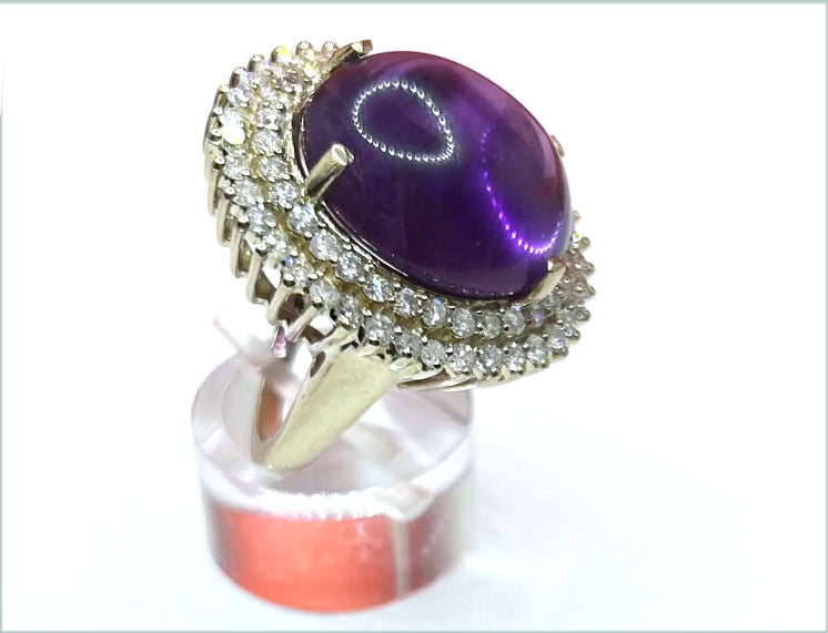 16.93ctw Diamond and Amethyst Set in 18K Yellow Gold Ring