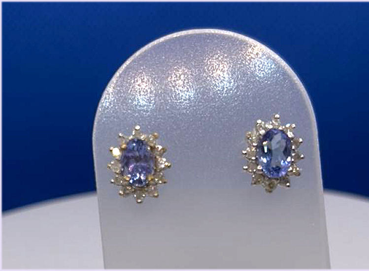 2.50ct Tanzanite & Diamond Earrings in 14K White Gold