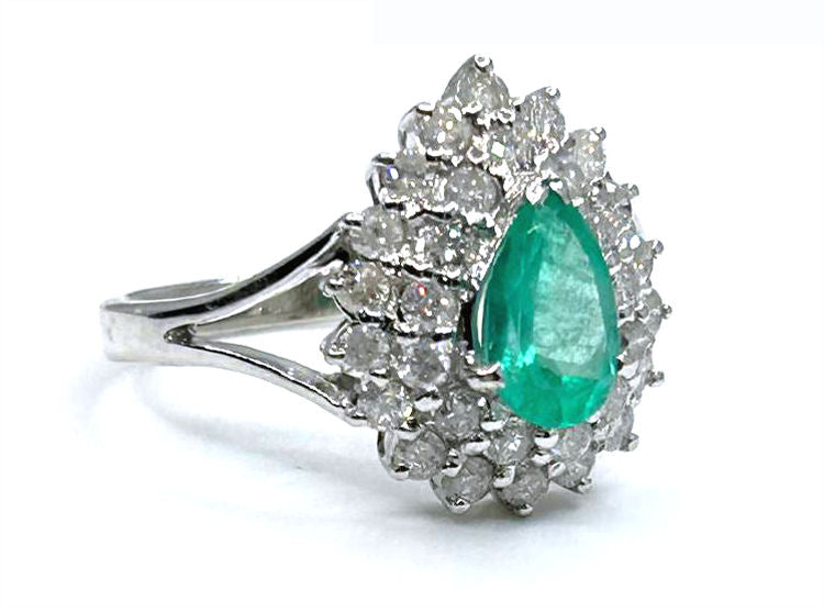1.58ct Colombian Emerald & Diamond Ring in 18K White Gold