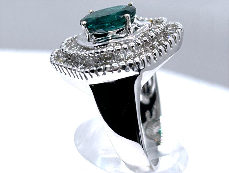 2.46ct Emerald & Diamond Ring in 14K White Gold