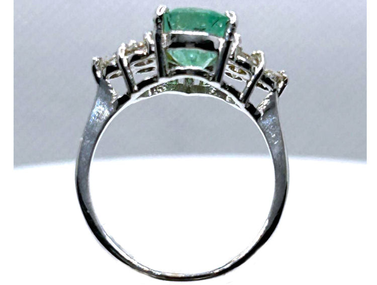 3.60ct Colombian Emerald & Diamond Cluster Ring in 14K White Gold