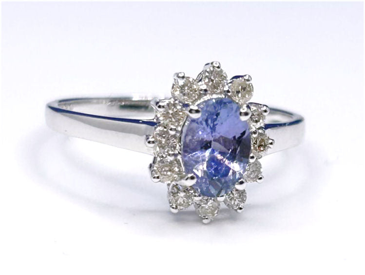1.14ct Tanzanite & Diamond Ring in 14K White Gold