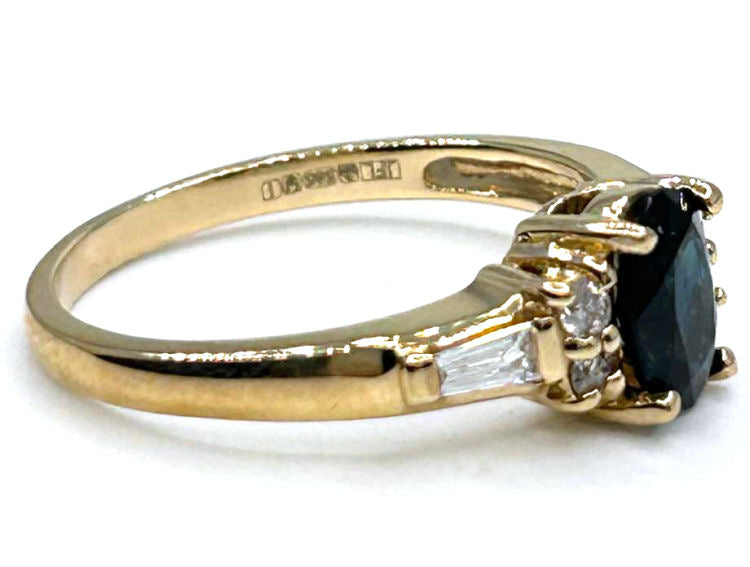 0.95ctw Diamond and Sapphire In 14K Yellow Gold Ring