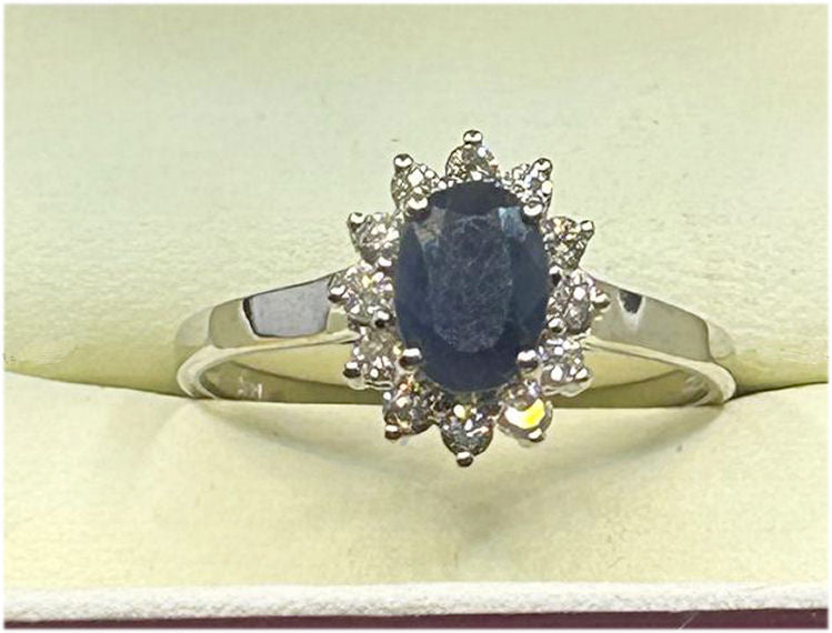 1.14ct Sapphire & Diamond Ring in 14K White Gold