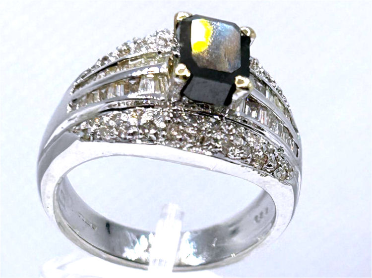 2.06ct White & Black Diamond Ring in 14k White Gold