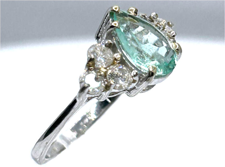 1.80ct Colombian Emerald & Diamond Cluster Ring in 14K White Gold
