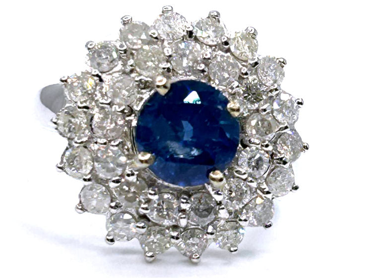 3.18ct Ceylon Sapphire & Diamond Ring in 14K White Gold