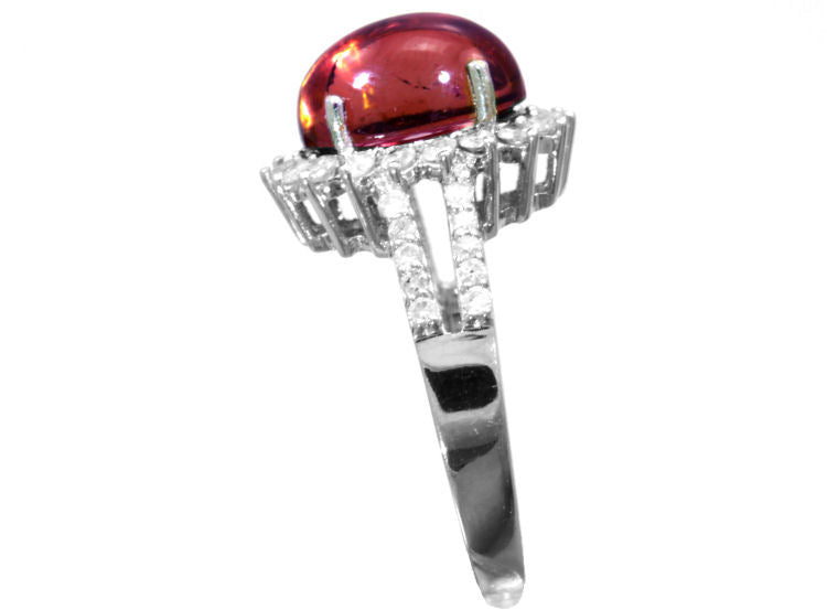 10.46ct Pink Tourmaline & Diamond Ring in 14k White Gold