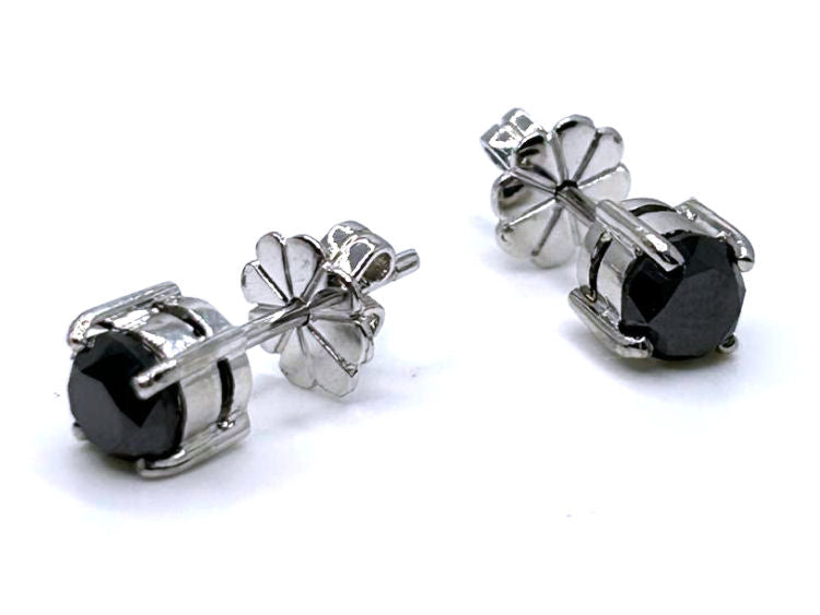 1.50ct Black Diamond Earrings in 14K White Gold