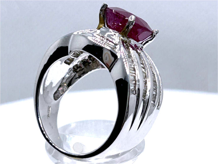 4.30ct Ruby & Diamond Ring in 14K White Gold