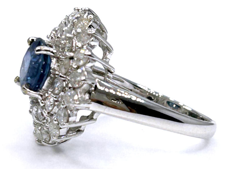 3.18ct Ceylon Sapphire & Diamond Ring in 14K White Gold
