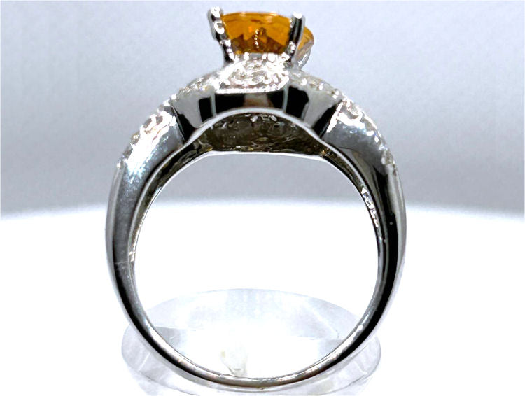 2.41ct Citrine & Diamond Ring in 14K White Gold