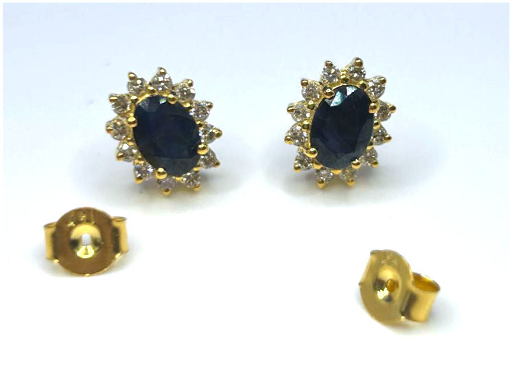 2.50ct Sapphire & Diamond Earrings in 14K Yellow Gold
