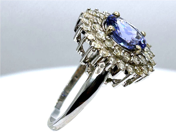3.26 ctw Diamond and Tanzanite Set in 18K White Gold Ring