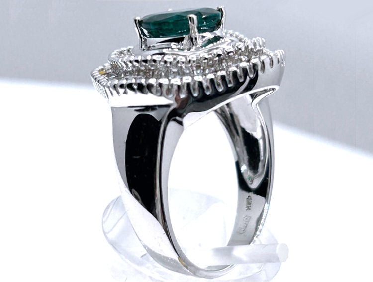 2.46ct Emerald & Diamond Ring in 14K White Gold