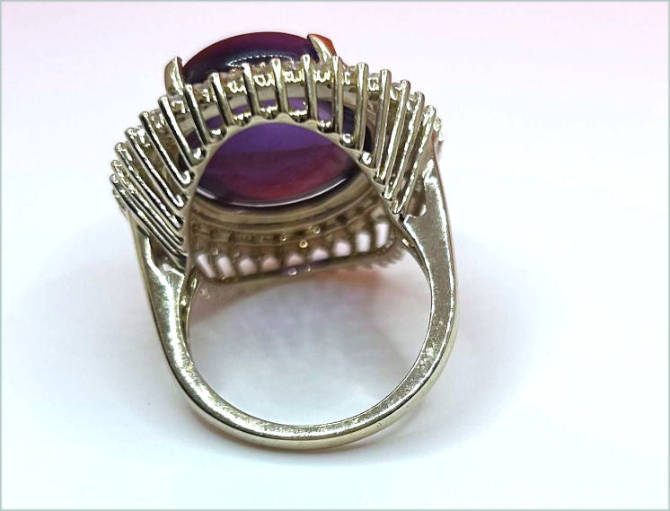16.93ctw Diamond and Amethyst Set in 18K Yellow Gold Ring