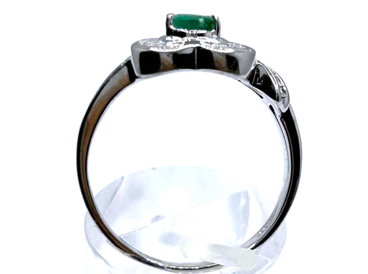 0.74ct Colombian Emerald & Diamond Diamond Ring in 18k White Gold