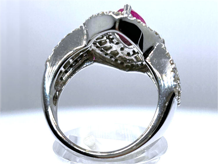 3.16ct Ruby & Diamond Ring in 14K White Gold
