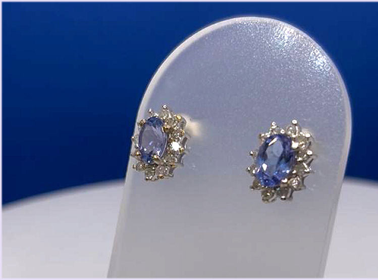 2.50ct Tanzanite & Diamond Earrings in 14K White Gold