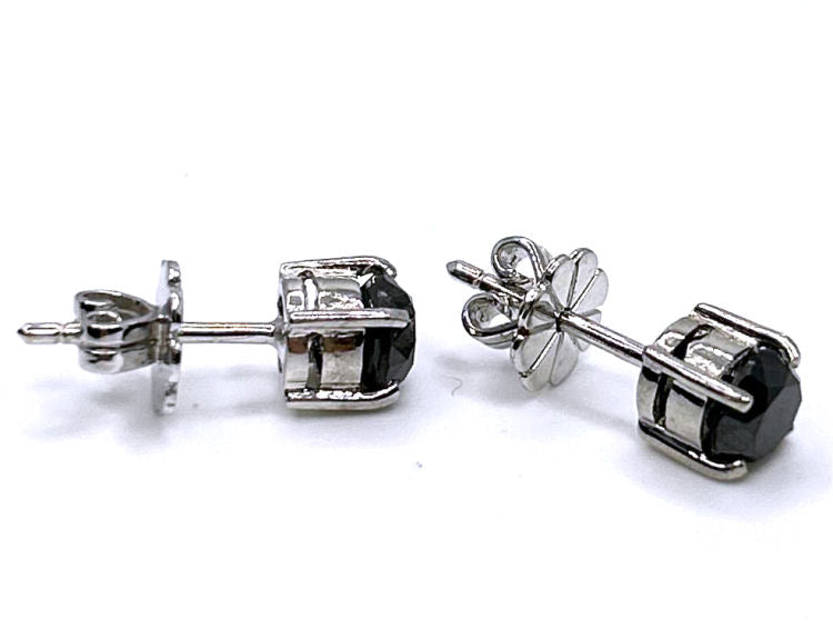 1.50ct Black Diamond Earrings in 14K White Gold
