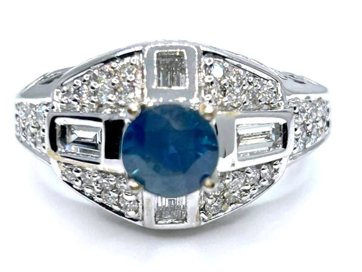 1.91ct Ceylon Sapphire & Diamond Ring in 18K White Gold