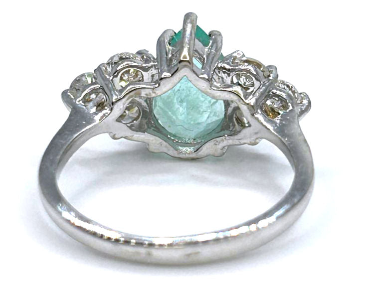2.93ct Colombian Emerald & Diamond Cluster Ring in 14K White Gold