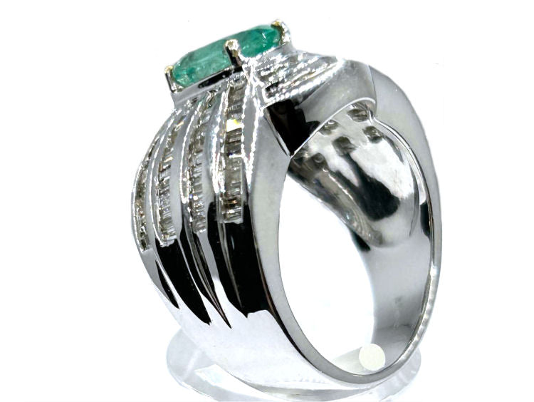 3.20ct Emerald & Diamond Ring in 18K White Gold