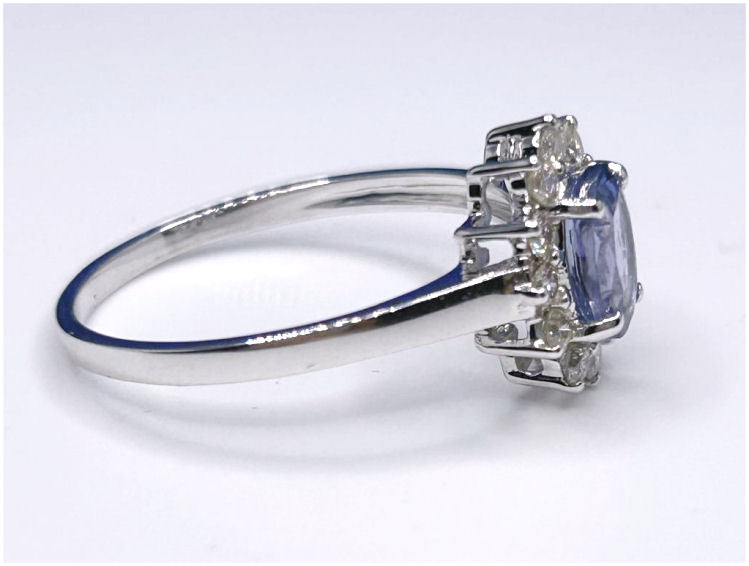 1.14ct Tanzanite & Diamond Ring in 14K White Gold